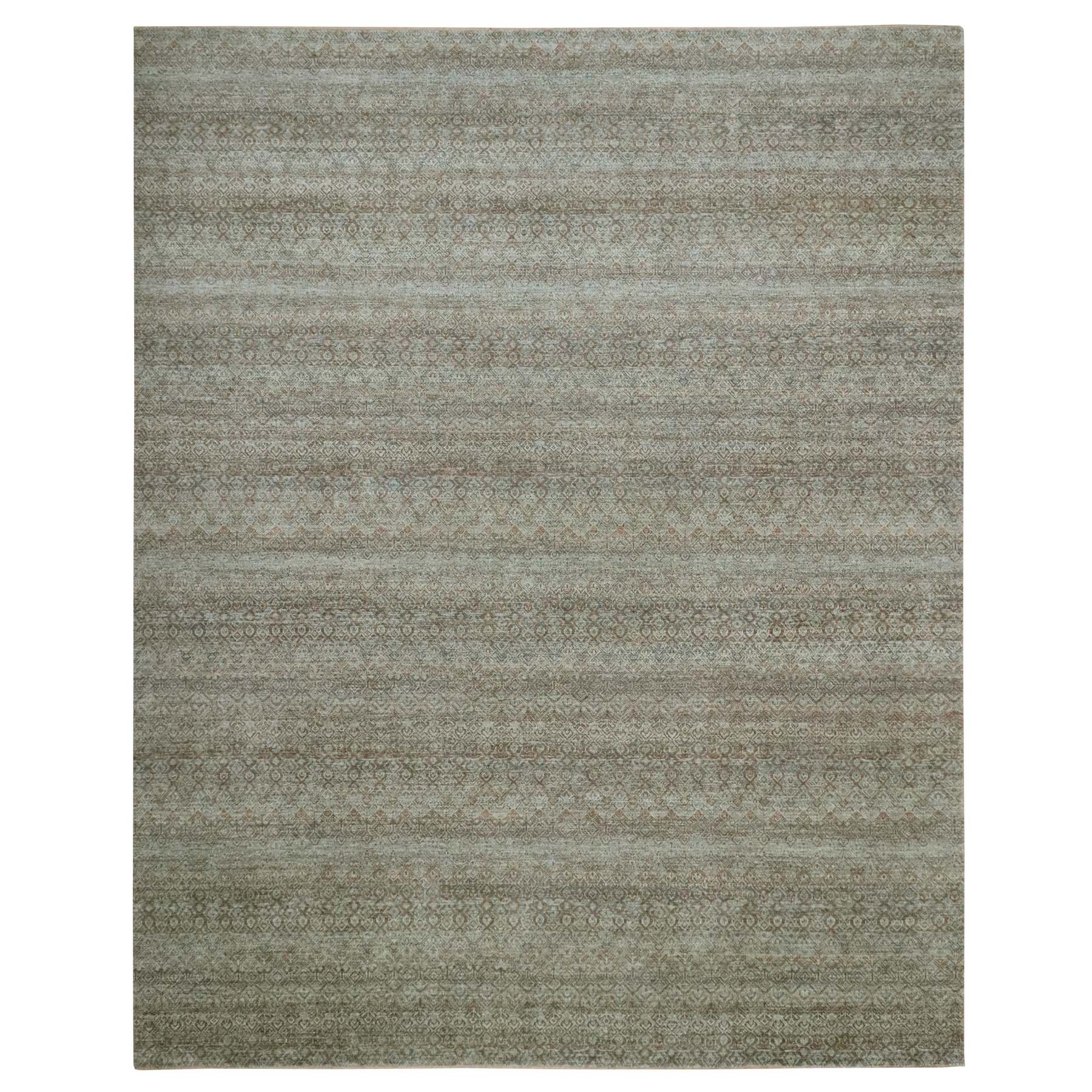 Medium Gray, Hand Knotted, Kohinoor Herat Pattern, Small Geometric Repetitive Diamond Design, Soft Wool, Tone on Tone, Oversized, XL, Oriental Rug